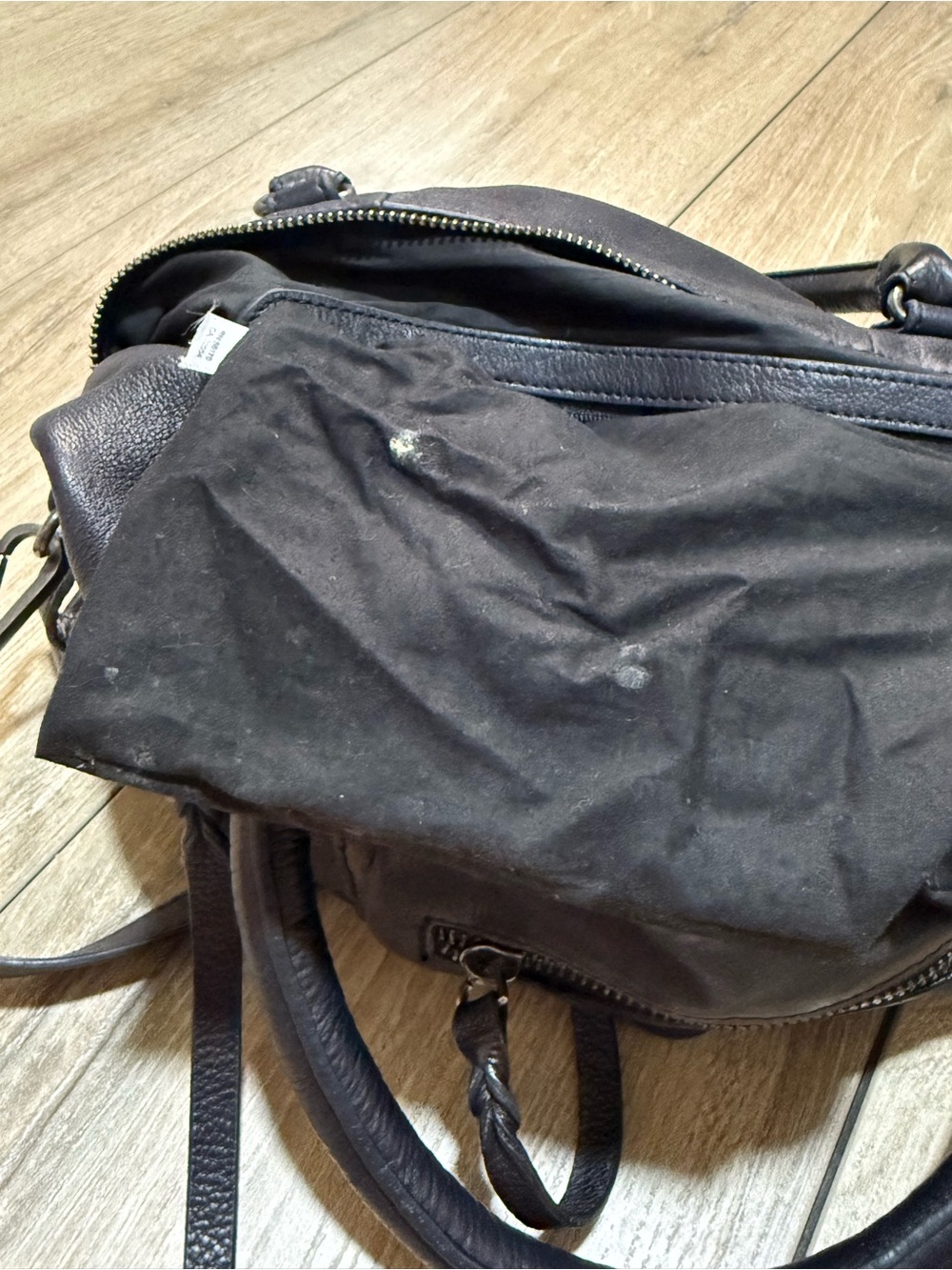 We The Free Baby Emerson Tote Bag Black Leather Crossbody Satchel Boho Moto - Picture 12 of 14
